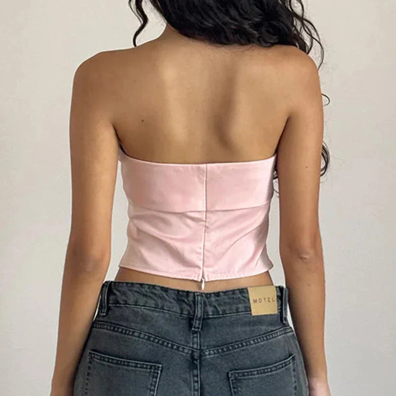 Coquette Soft Pink Rose Strapless Top My Store