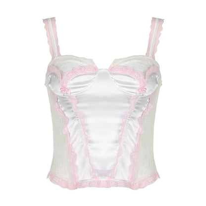 White Satin Coquette Top My Store