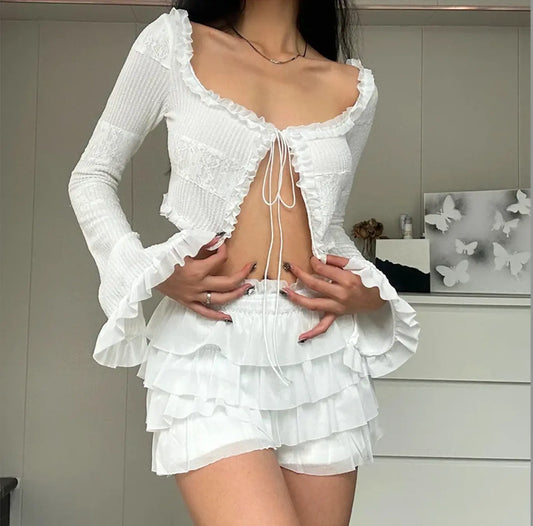 White Frill Coquette Two Pieces Set My Store