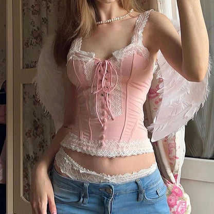 Coquette Pink Lace Bow Corset My Store