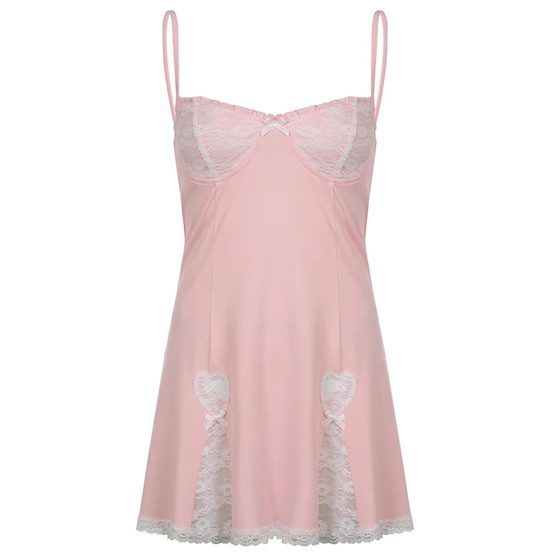 Pink Coquette Dress with Lace Detail My Store