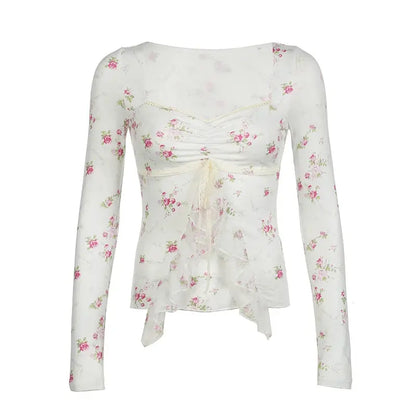 Coquette Floral Long Sleeve Lace Top Solanj Studio